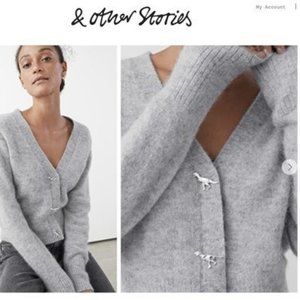 other stories dinosaur button knit cardigan